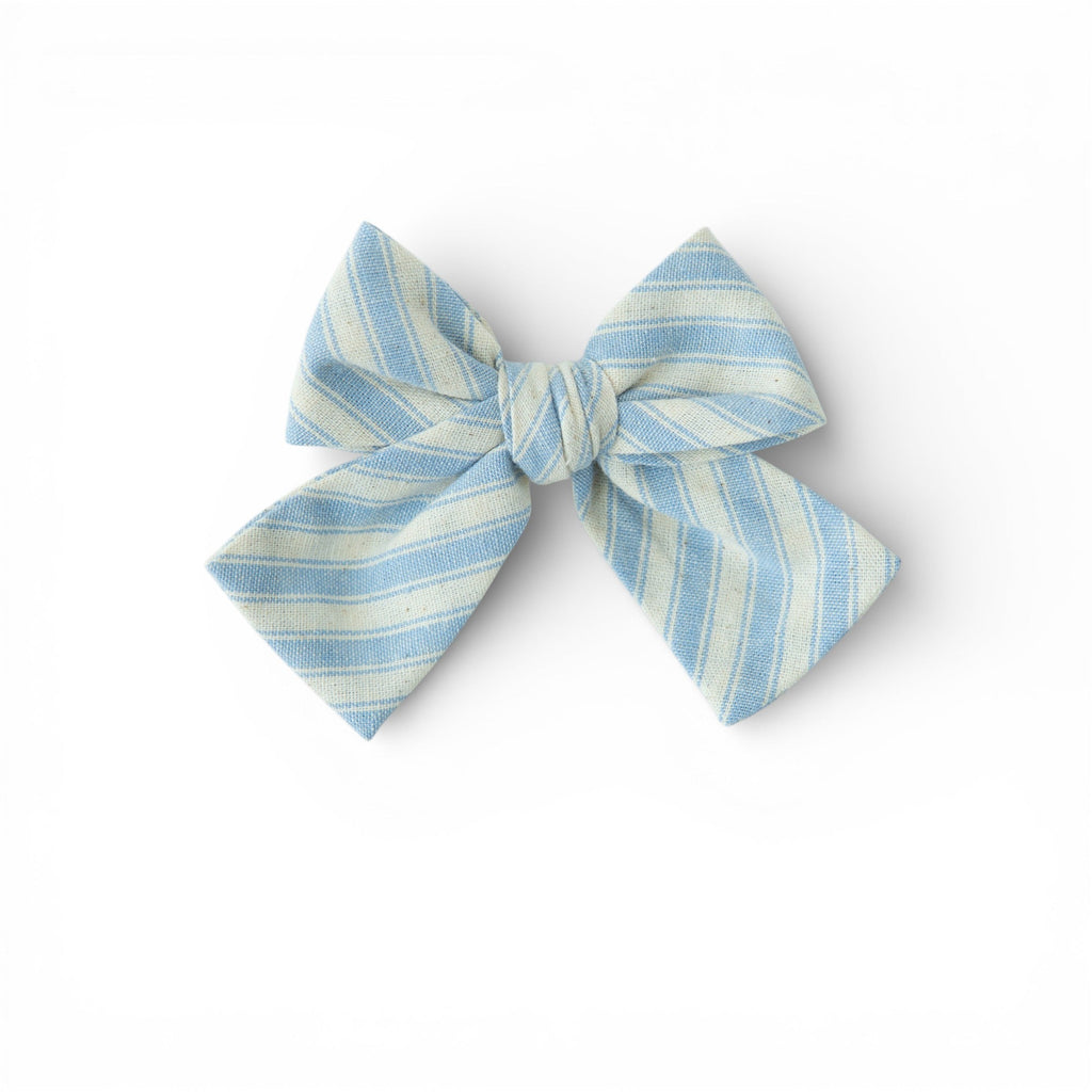 Robin Egg Stripe - Petite Hair Bow