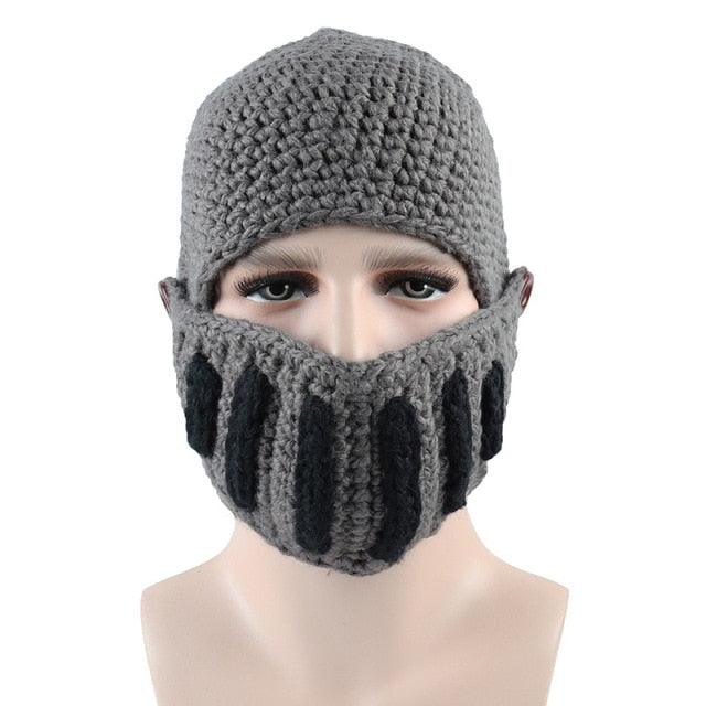 Roman Hat Winter Beanie Hats For Men Warm Mask Knight Helmet Knitted Cap Handmade Gladiator Mask Hat Roman Knight Helmet Mask Beanies Cosplay Caps Men Women Gag Party Gifts Men's Handmade Beanie Stevvex