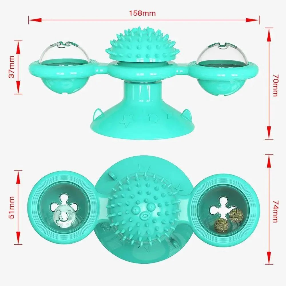 Rotatable Funny Massage Cat Toys Windmill LED Ball Teeth Cleaning Toys For Pets Interactive Turntable Tease Cat Toys Stevvex