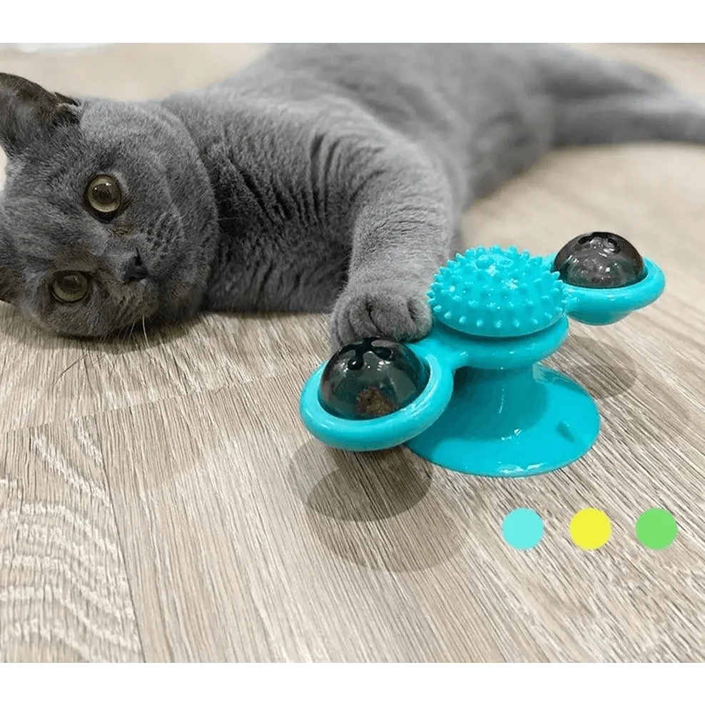 Rotatable Funny Massage Cat Toys Windmill LED Ball Teeth Cleaning Toys For Pets Interactive Turntable Tease Cat Toys Stevvex