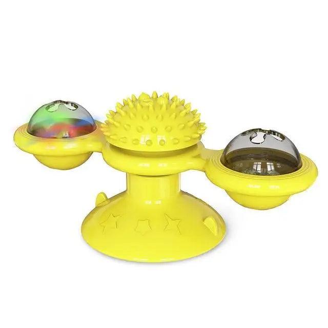 Rotatable Funny Massage Cat Toys Windmill LED Ball Teeth Cleaning Toys For Pets Interactive Turntable Tease Cat Toys Stevvex