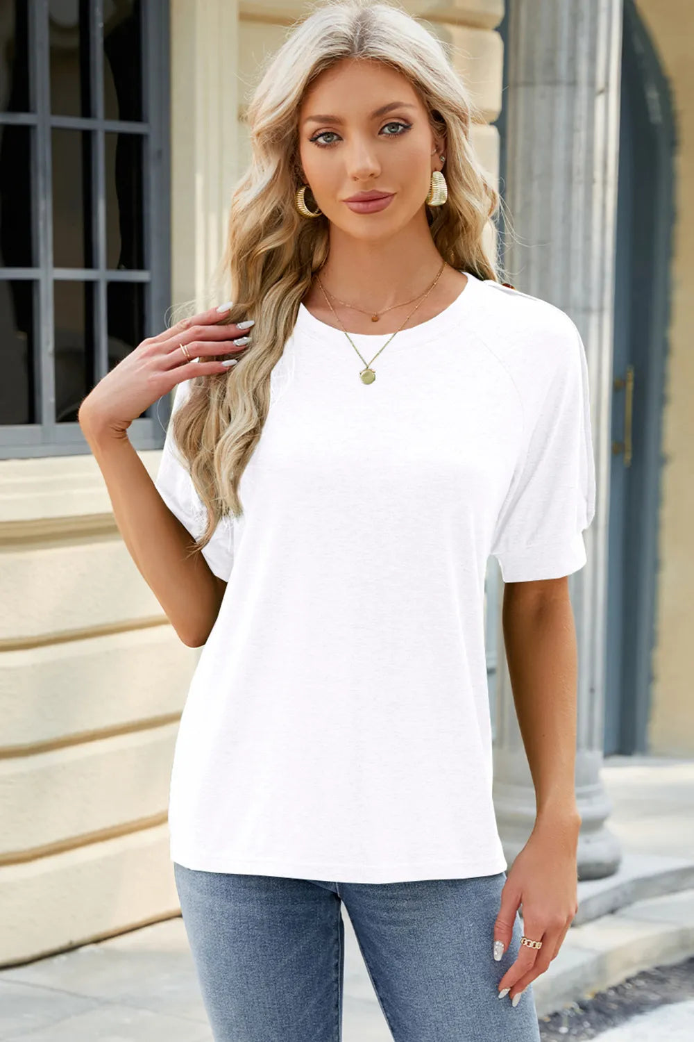 Round Neck Buttoned Short Sleeve T-Shirt V.I.P Digital Presence
