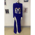 Royal Blue Siren Ji Sequin High Slit Dress