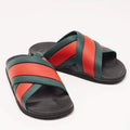 Gucci Blue and Red Agrado Slip-On Sandals