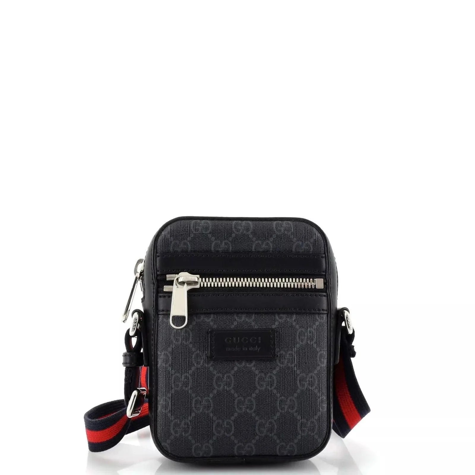 Gucci Web Strap Front Zip Messenger Bag GG Coated Canvas Banlieue91