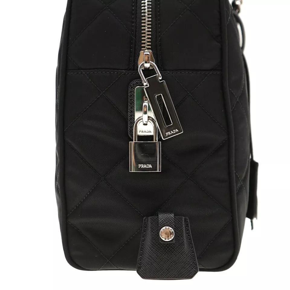 Prada Chain Shoulder Bag Quilted Black Nylon