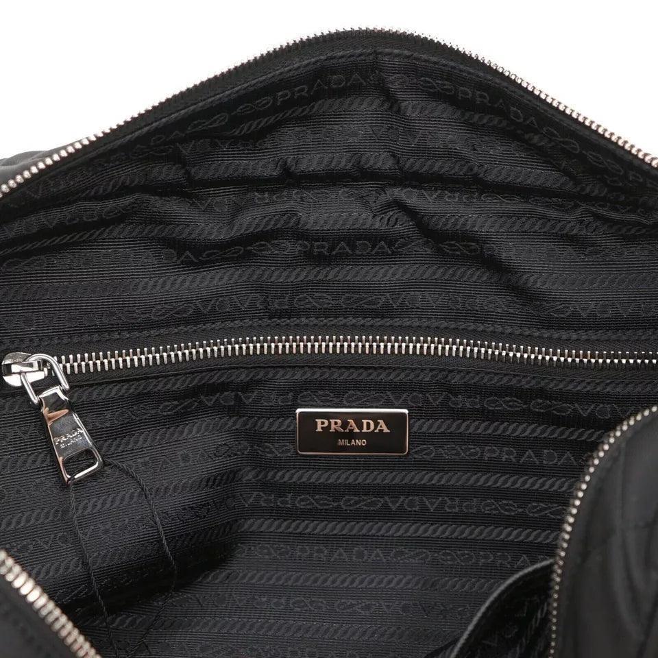 Prada Chain Shoulder Bag Quilted Black Nylon