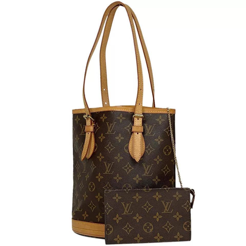 Louis Vuitton Monogram Bucket PM Tote Bag Brown PVC Leather Ladies Banlieue91