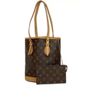 Louis Vuitton Monogram Bucket PM Tote Bag Brown PVC Leather Ladies Banlieue91