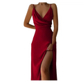 Sage Green Satin Slit Sling Dress Summer Fashion