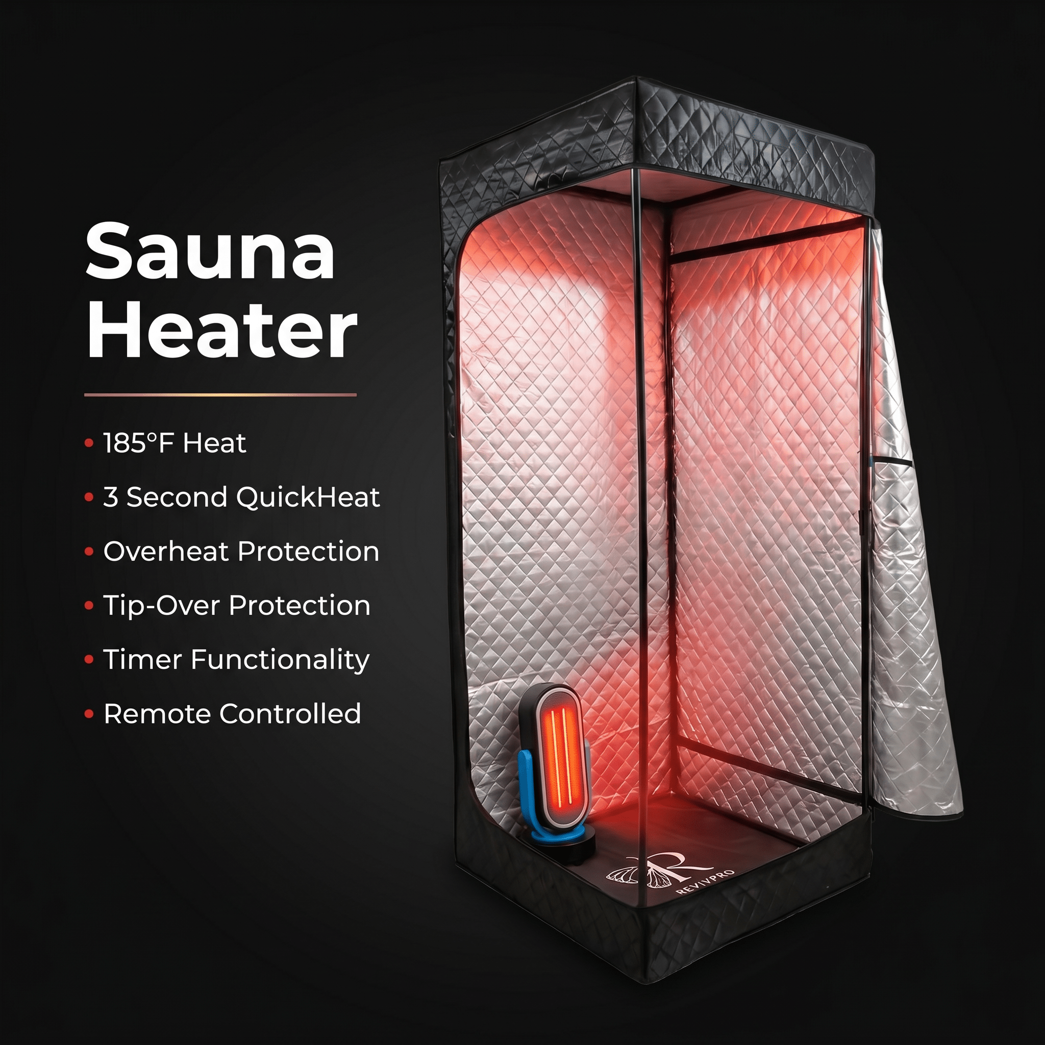 Sauna Heater – 1500W Ceramic Carbon QuickHeat® with Remote RevivPro