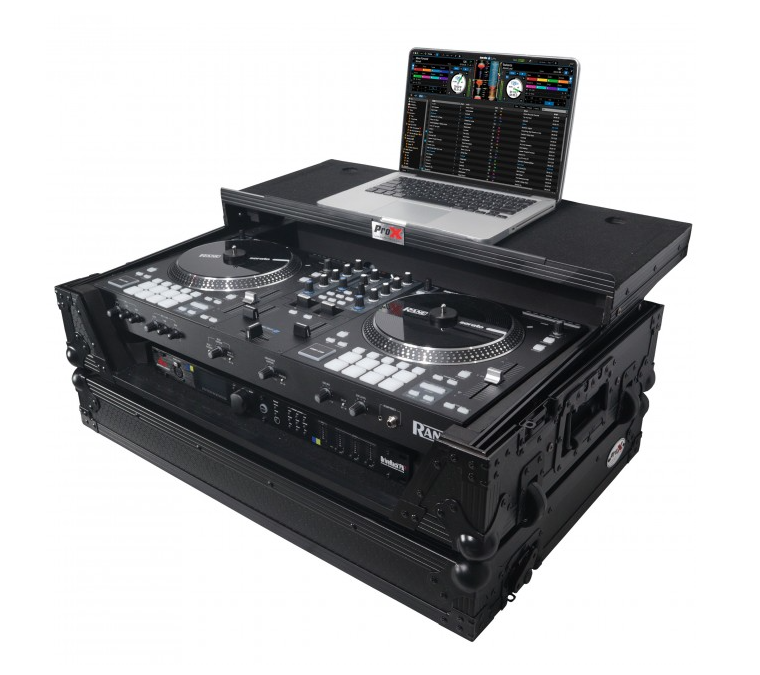 ProX XS-RANEONEWLTBL - Flight Case For RANE ONE DJ Controller W-Sliding Laptop Shelf & Wheels| Black on Black The DJ Hookup