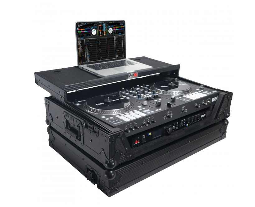 ProX XS-RANEONEWLTBL - Flight Case For RANE ONE DJ Controller W-Sliding Laptop Shelf & Wheels| Black on Black The DJ Hookup