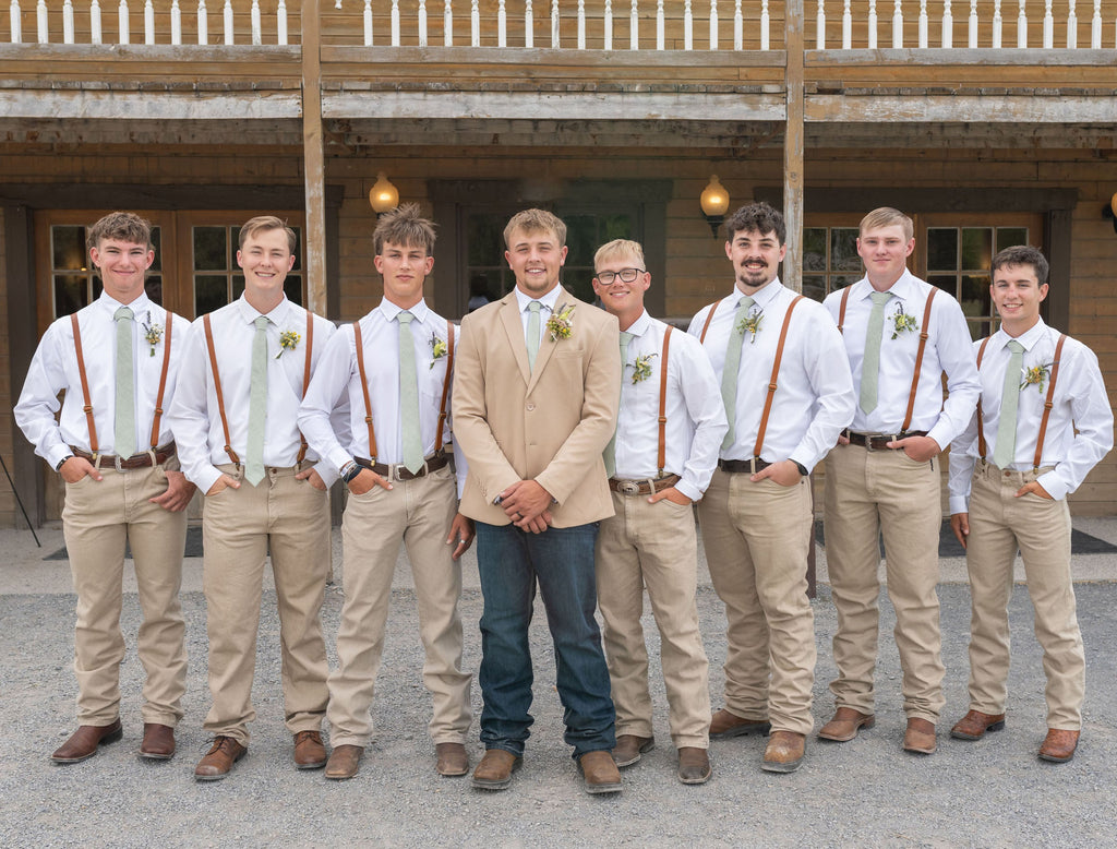 Tan Leather Suspenders - Choose your size Boon Ties