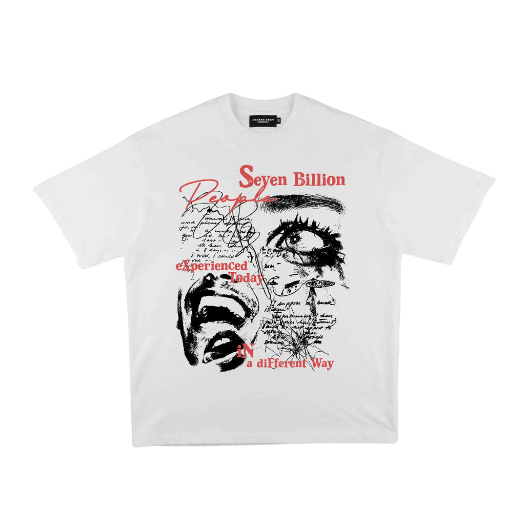 Compliments Seven Billion People White Vintage Shirt