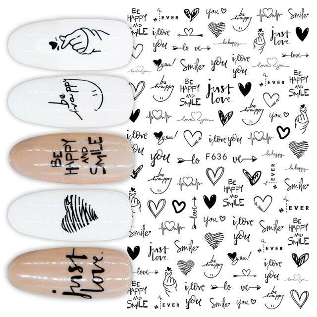 Sexy Lady Pattern 3D Nail Stickers Character Image Decals Slider Valentine Black White Nail Art Decoration Strip Line Nail Decal Self-Adhesive 3D Wave Design Decoration for Women Girls Art Stickers Decal Decoration Metallic Curve Strip Line Nail