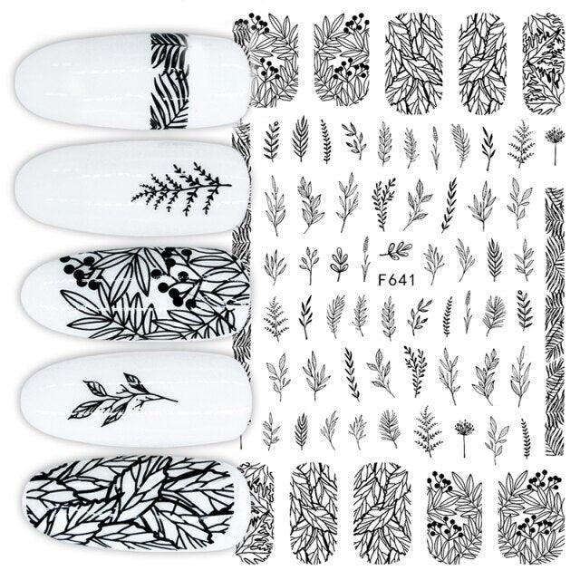 Sexy Lady Pattern 3D Nail Stickers Character Image Decals Slider Valentine Black White Nail Art Decoration Strip Line Nail Decal Self-Adhesive 3D Wave Design Decoration for Women Girls Art Stickers Decal Decoration Metallic Curve Strip Line Nail