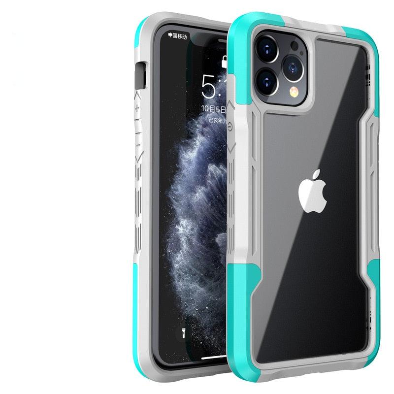 Shockproof Phone Case For iPhone 12 11 13 Pro Max Transparent Case For iPhone 11 12 13 Hard Soft Full Cover 360 Degree Protective Cover Simple Luxury Design Shiny iphone cover Stevvex