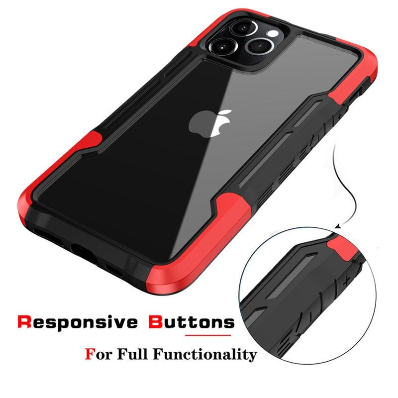 Shockproof Phone Case For iPhone 12 11 13 Pro Max Transparent Case For iPhone 11 12 13 Hard Soft Full Cover 360 Degree Protective Cover Simple Luxury Design Shiny iphone cover Stevvex