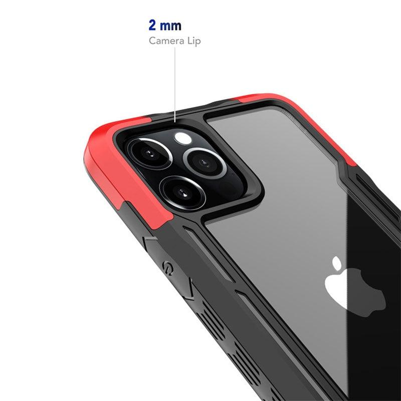 Shockproof Phone Case For iPhone 12 11 13 Pro Max Transparent Case For iPhone 11 12 13 Hard Soft Full Cover 360 Degree Protective Cover Simple Luxury Design Shiny iphone cover Stevvex