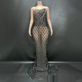 Silver Beaded Sexy Elegant Fishtail Gown