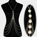 Silver Graduated Pearl Body Chain Jewelry