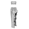 Silver Strapless Sequin Skirt Set