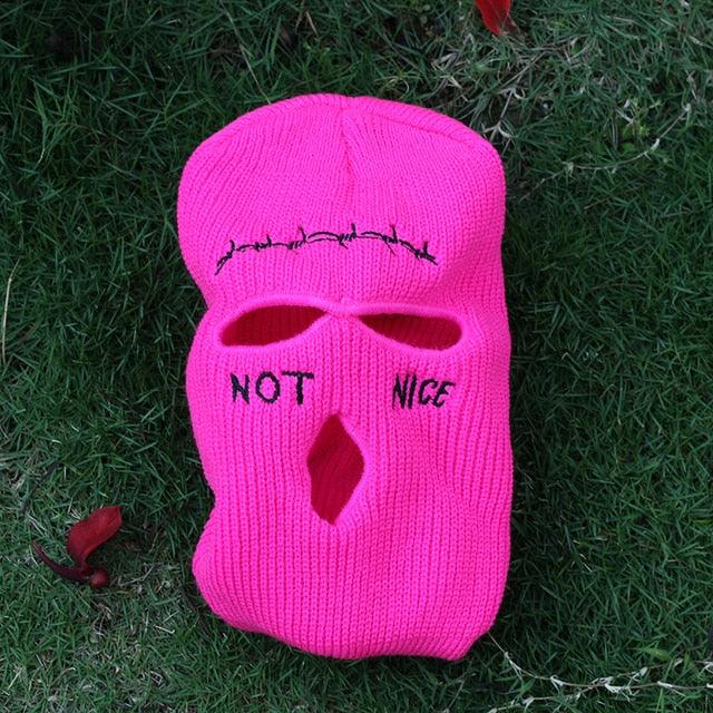 Ski Mask Knitted Face Cover Winter Balaclava Full Face Mask for Outdoor Sports 3 Hole Balaclava Party Mask Limited Embroidery Knit Hat Full Face Cover Balaclava Hats Funny Party Embroidery Beanies Caps Hole Knitted Full Face Cover Stevvex
