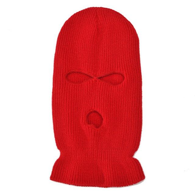 Ski Mask Knitted Face Cover Winter Balaclava Full Face Mask for Winter Outdoor Sports Winter Three 3 Hole Balaclava Knit Hat Ski Mask 3-Hole Knit Hat Full Face Cover Balaclava Hats Funny Party Embroidery Beanies Caps Hole Knitted Full Face Cover Stevvex