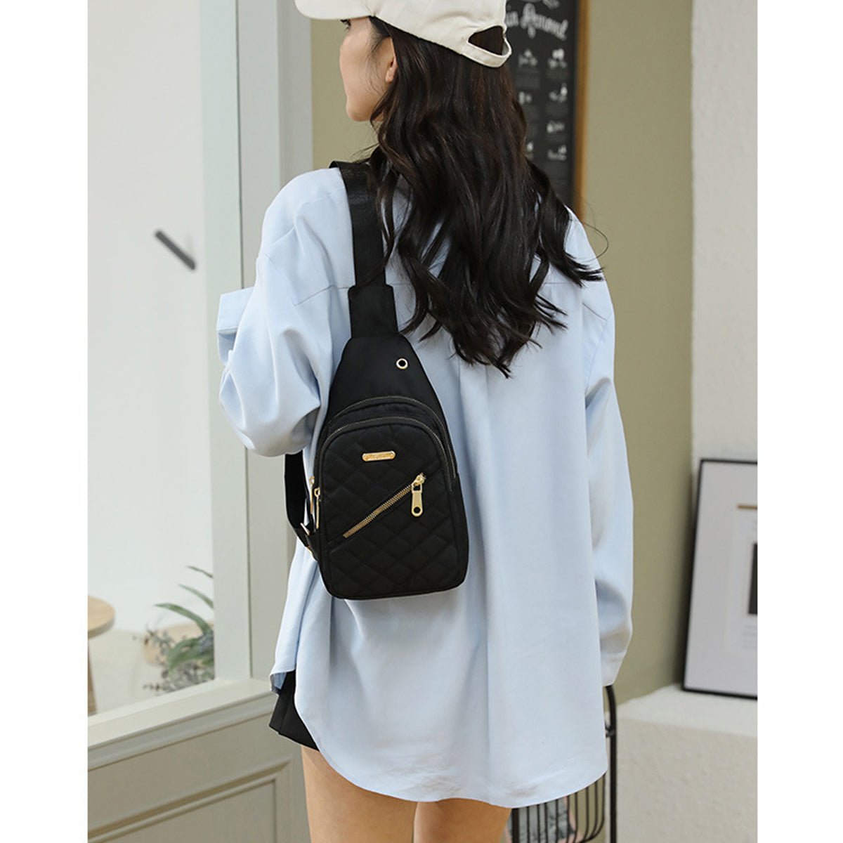 Portable Nylon Chest Sling Bag Mini Travel Pack Mesh Strap