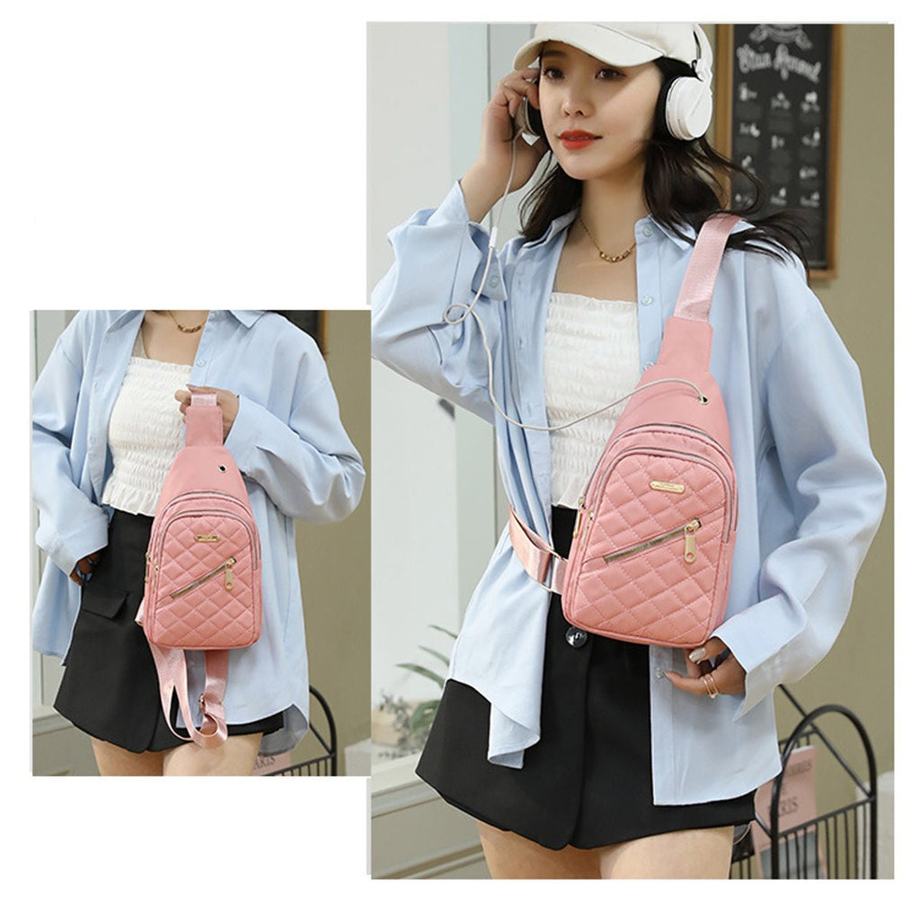 Portable Nylon Chest Sling Bag Mini Travel Pack Mesh Strap