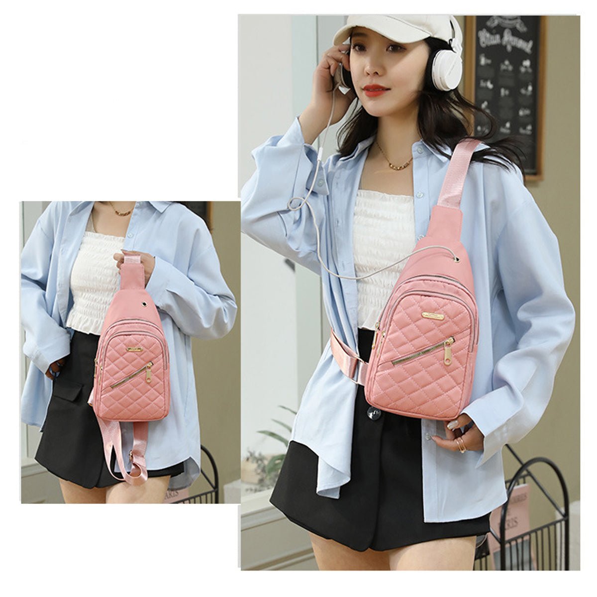 Portable Nylon Chest Sling Bag Mini Travel Pack Mesh Strap