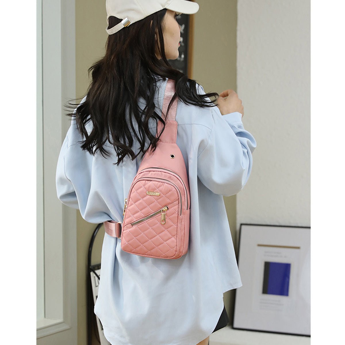 Portable Nylon Chest Sling Bag Mini Travel Pack Mesh Strap