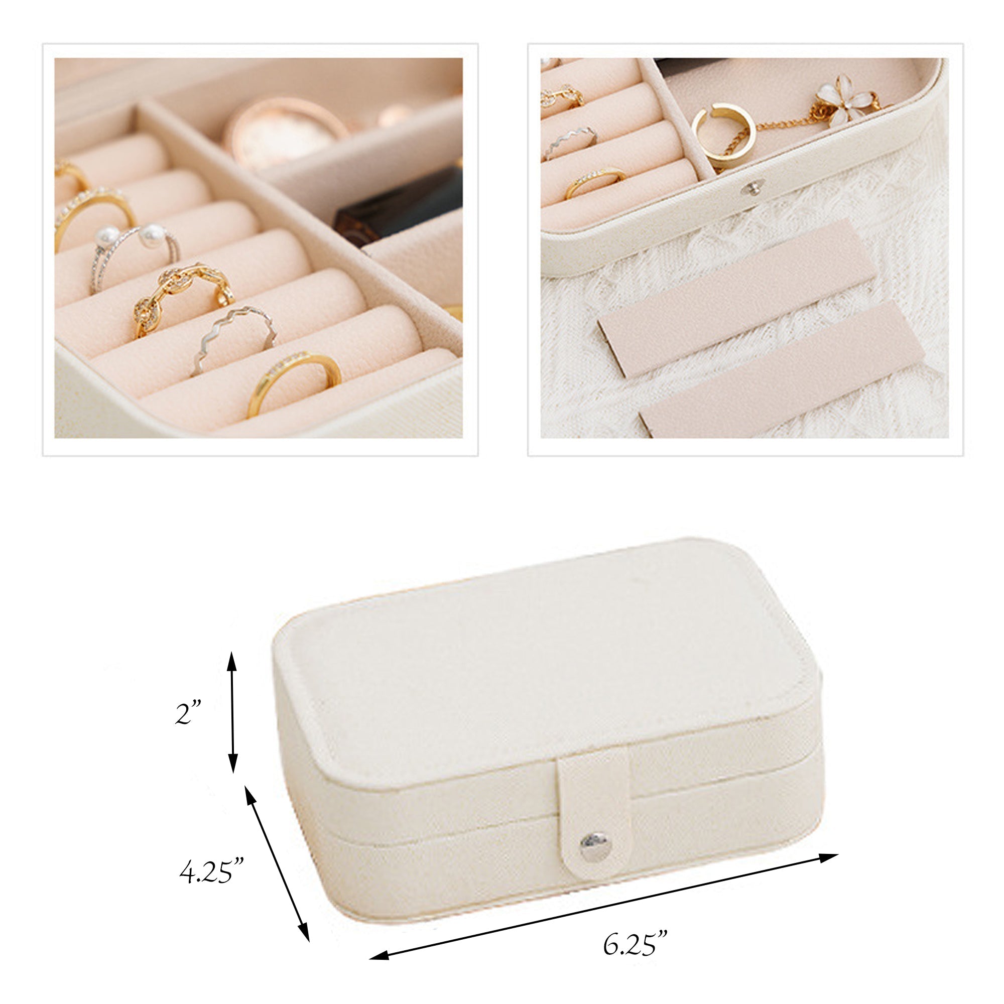 Small Jewelry Organizer Box Travel Case for Rings and Earrings