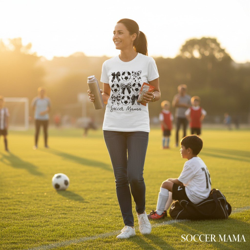 Soccer Mama Graphic T-Shirt 100% Ring Spun Cotton Women's Casual Tee Dashing Nova