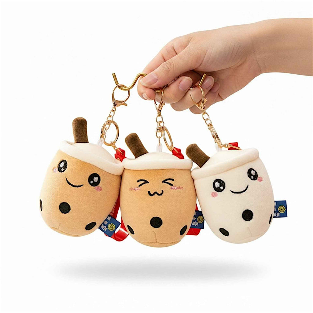 Soft Fabric Boba Keychain 3 Pack Kawaii Bag Charm Accessory Dashing Nova