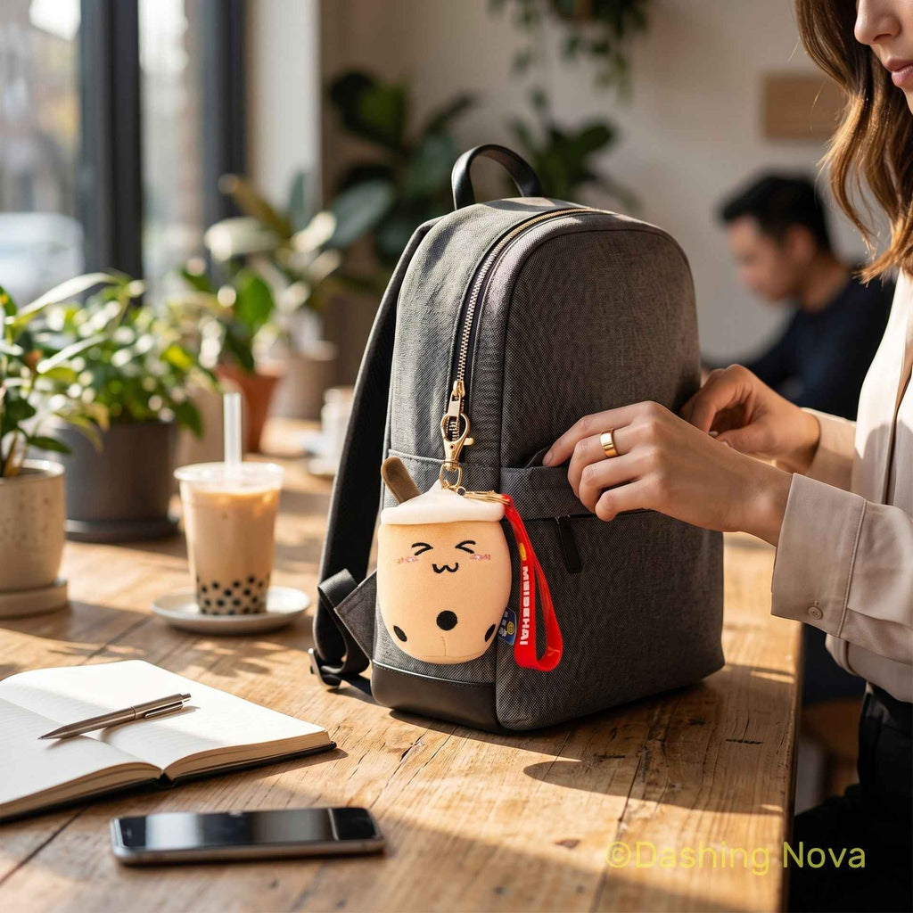 Soft Fabric Boba Keychain 3 Pack Kawaii Bag Charm Accessory Dashing Nova