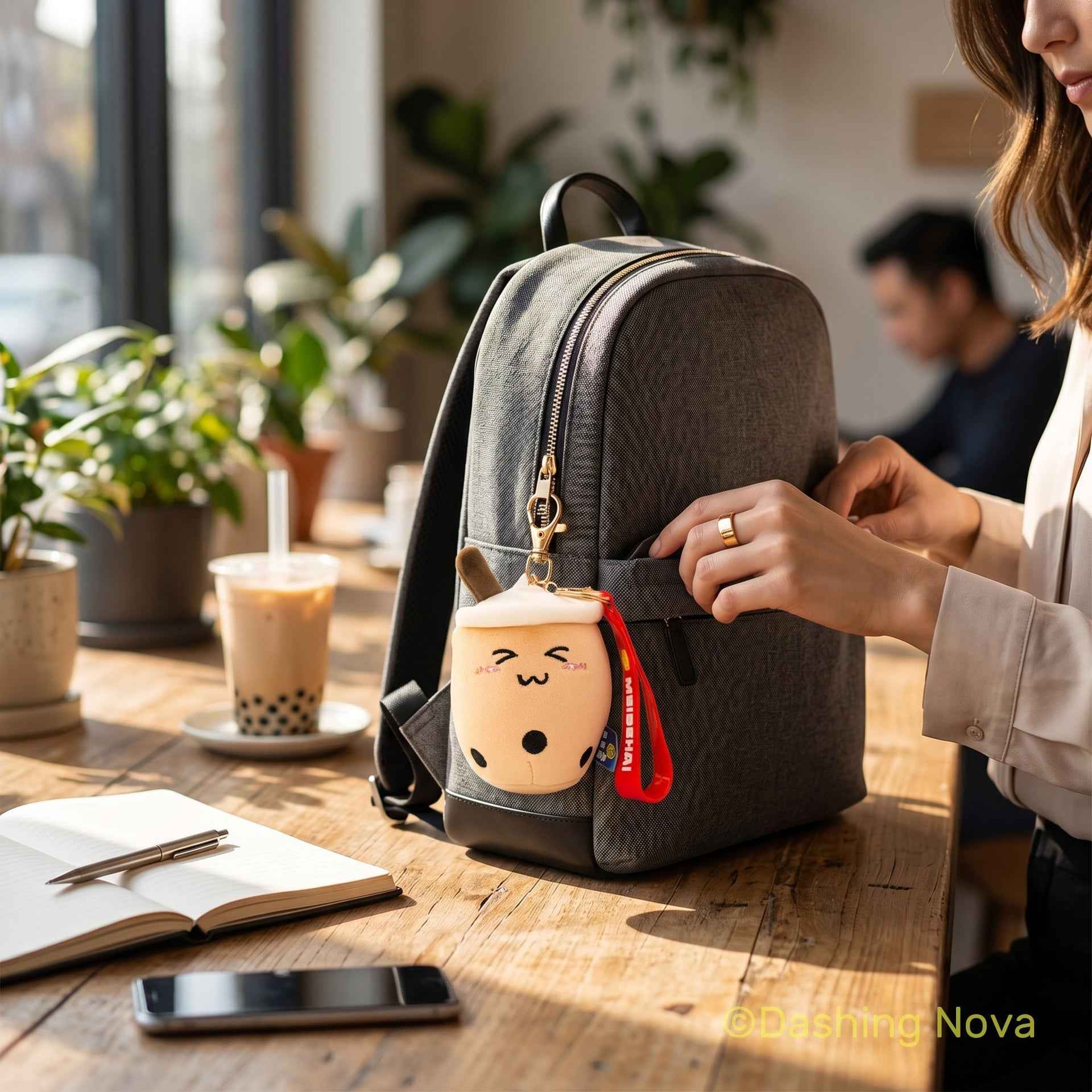 Soft Fabric Boba Keychain 3 Pack Kawaii Bag Charm Accessory Dashing Nova