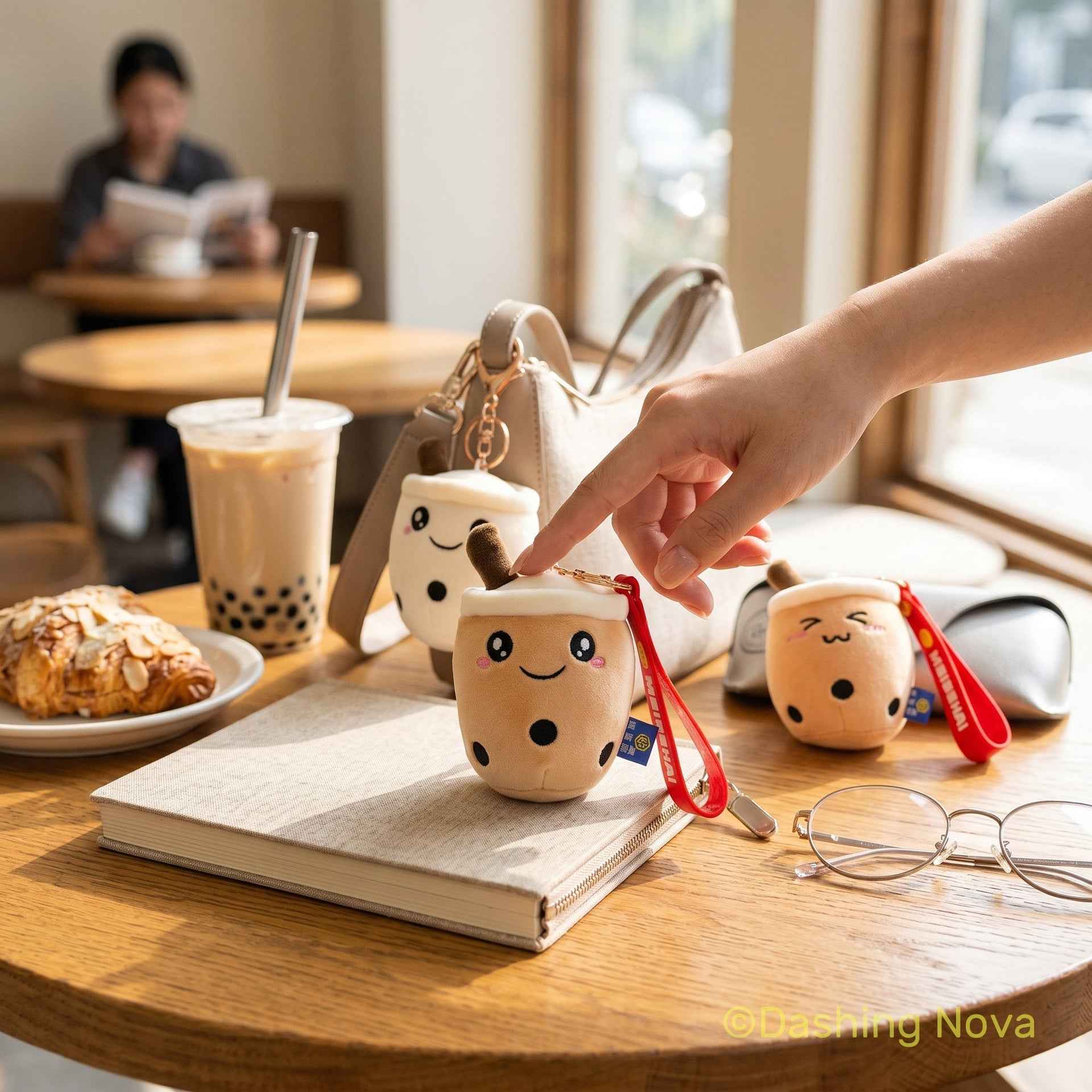 Soft Fabric Boba Keychain 3 Pack Kawaii Bag Charm Accessory Dashing Nova