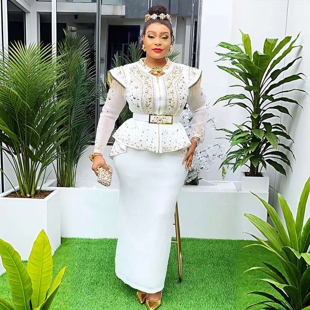 Solid Color Hot Drilling Plus Size Two Piece Set