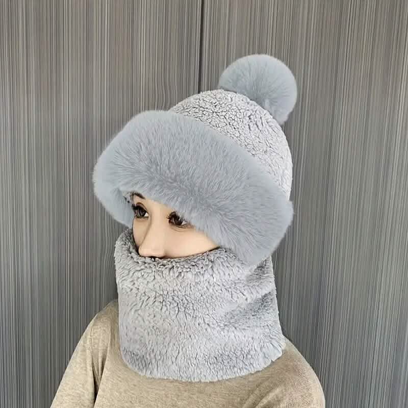 Solid Color Thickened Plush Neck Gaiter Mask Windproof Hooded Ear Protection Windproof Ski Hat DailySale