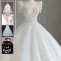 Sparkling Beaded White Wedding Dress with Voluminous Tail