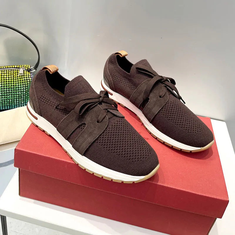 Sports shoes with lace up fly weave breathable casual thick soled shoes