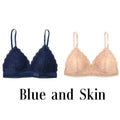 Stunning Women's French Style Lace Bra Girls Triangle Cup Lingerie With Deep V Wireless Underwear Soft Thin Seamless Bra Stevvex