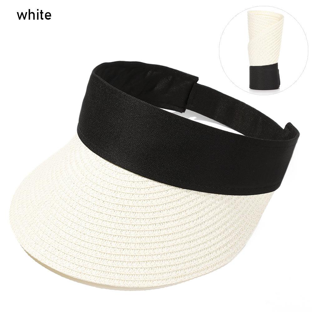 Summer Adjustable Empty Top Hat Portable Foldable Women's Beach Hat Wide Brim Women Sun Hat Fashion Casual Comfortable Cap Visors For Outdoor Activities Stevvex