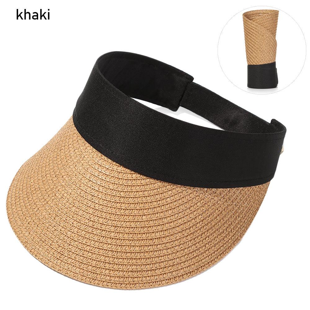 Summer Adjustable Empty Top Hat Portable Foldable Women's Beach Hat Wide Brim Women Sun Hat Fashion Casual Comfortable Cap Visors For Outdoor Activities Stevvex