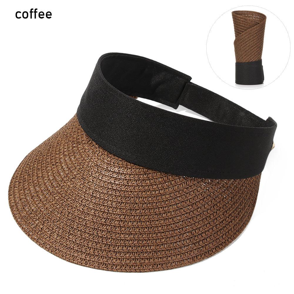 Summer Adjustable Empty Top Hat Portable Foldable Women's Beach Hat Wide Brim Women Sun Hat Fashion Casual Comfortable Cap Visors For Outdoor Activities Stevvex