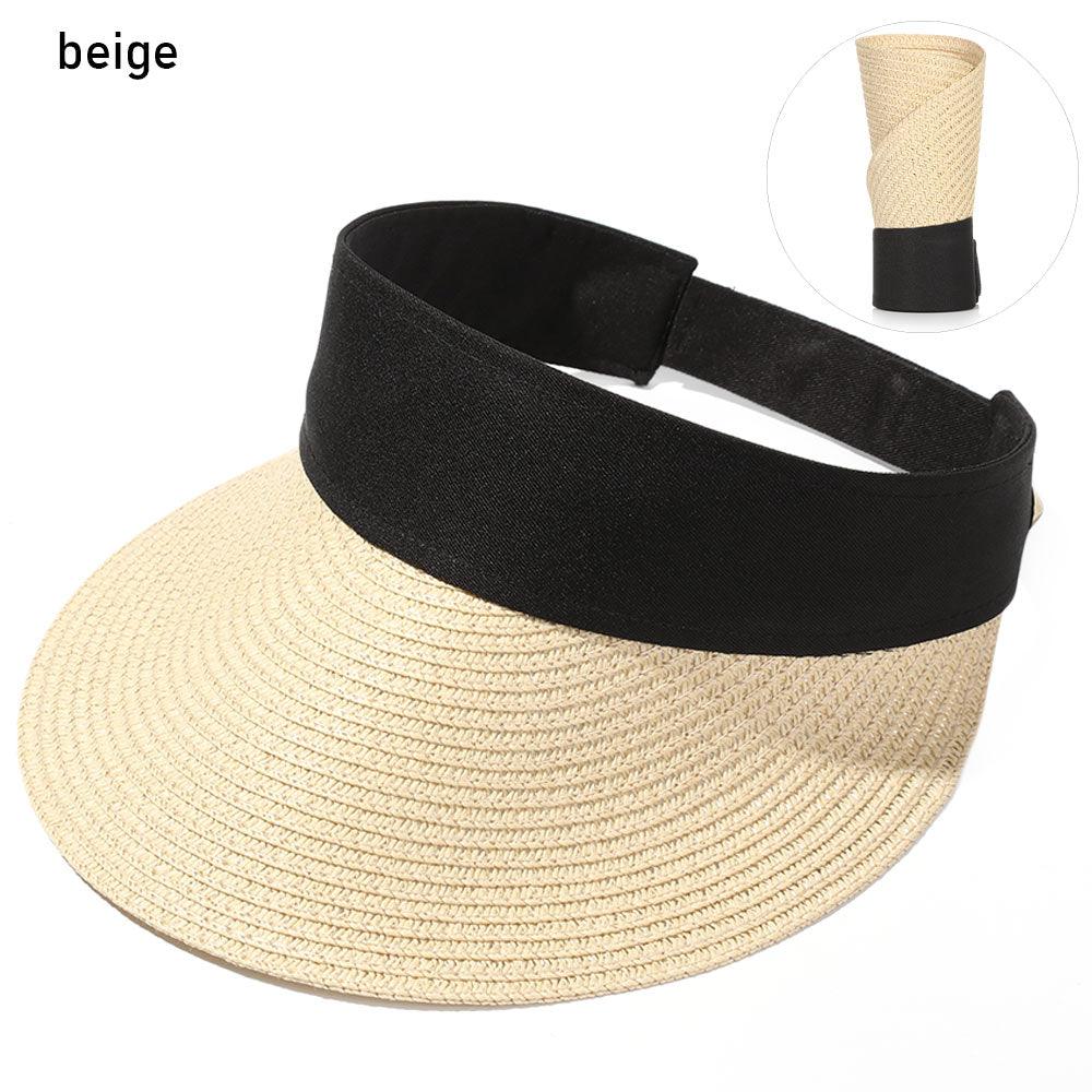 Summer Adjustable Empty Top Hat Portable Foldable Women's Beach Hat Wide Brim Women Sun Hat Fashion Casual Comfortable Cap Visors For Outdoor Activities Stevvex