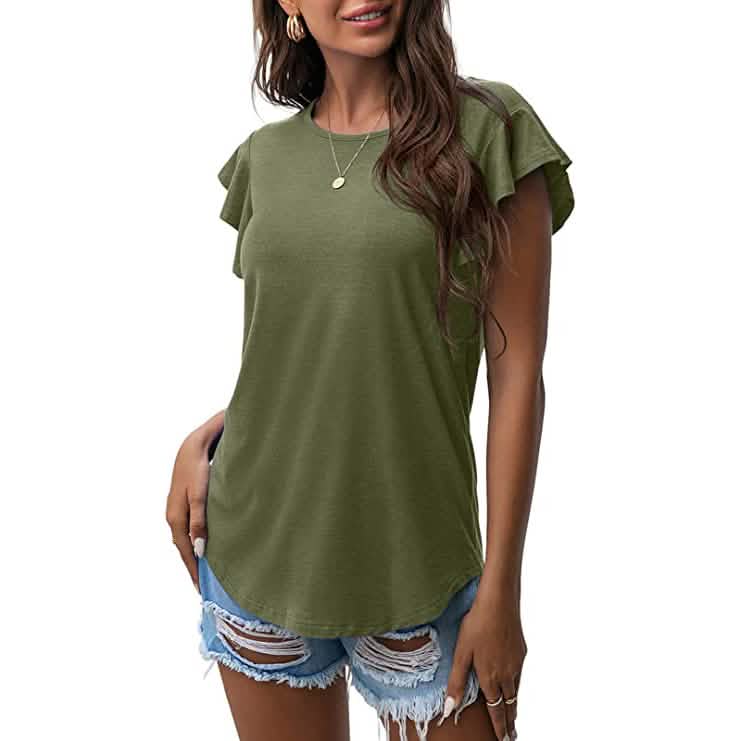 Summer Knit Ruffle Short Sleeve Top DailySale
