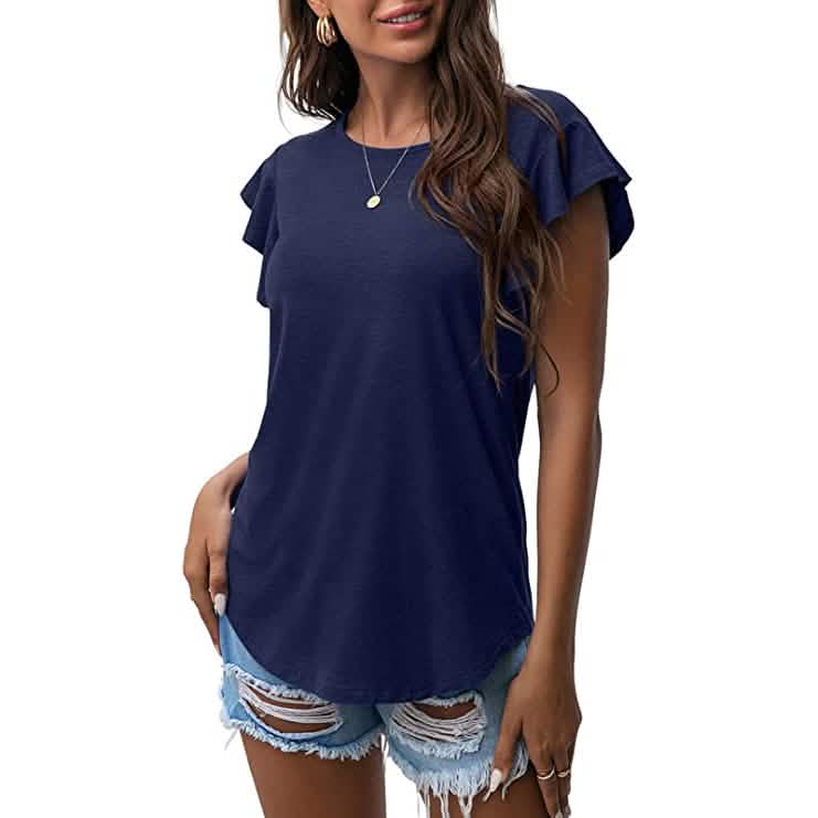 Summer Knit Ruffle Short Sleeve Top DailySale